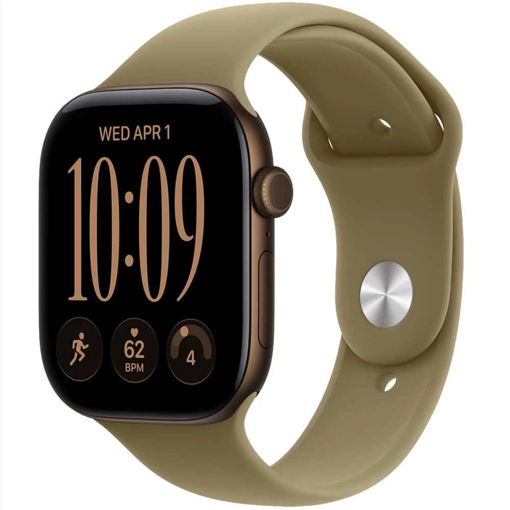 Apple Watch Series 12 GPS 46mm Dark Bronze Aluminium Case with Olive Sport Band - S/M (MJEQ4RK/A)